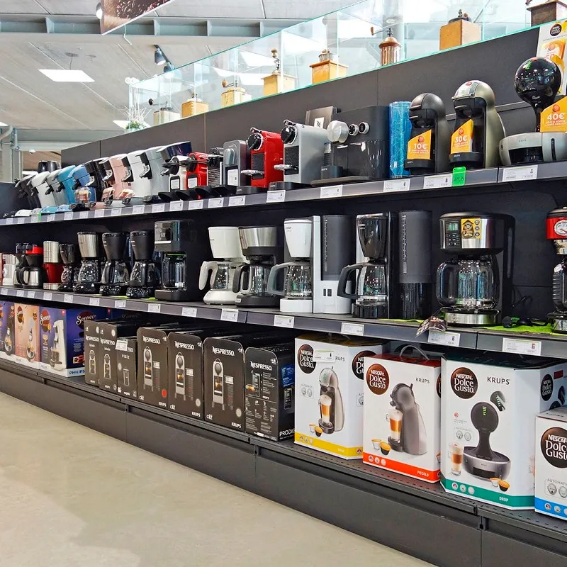 Thiết kế cửa hàng điện máy nhỏ 30-50m² với kệ treo tường đa tầng tối ưu không gian Thiết kế cửa hàng điện máy nhỏ 30-50m² với kệ treo tường đa tầng tối ưu không gian