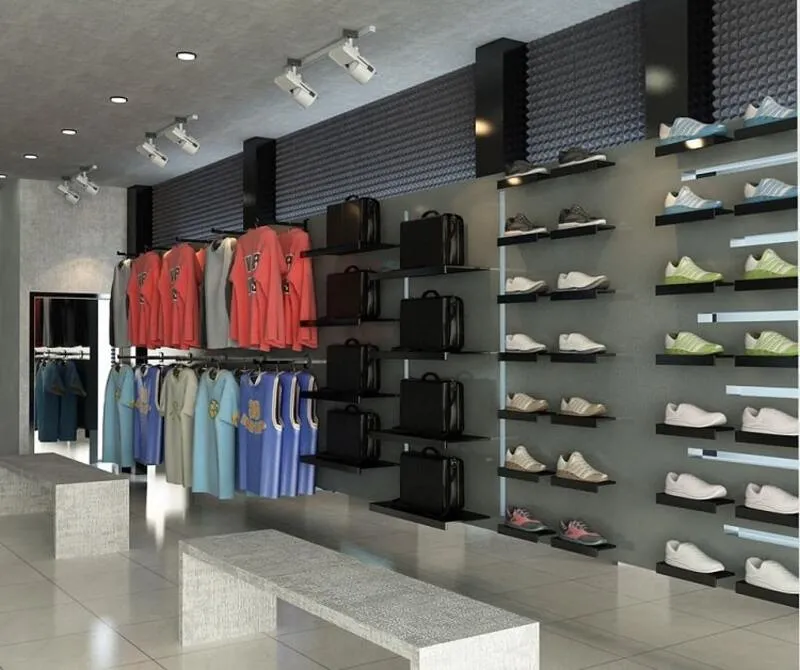 Mẫu thiết kế showroom giày thể thao kết hợp bán quần áo thể thao