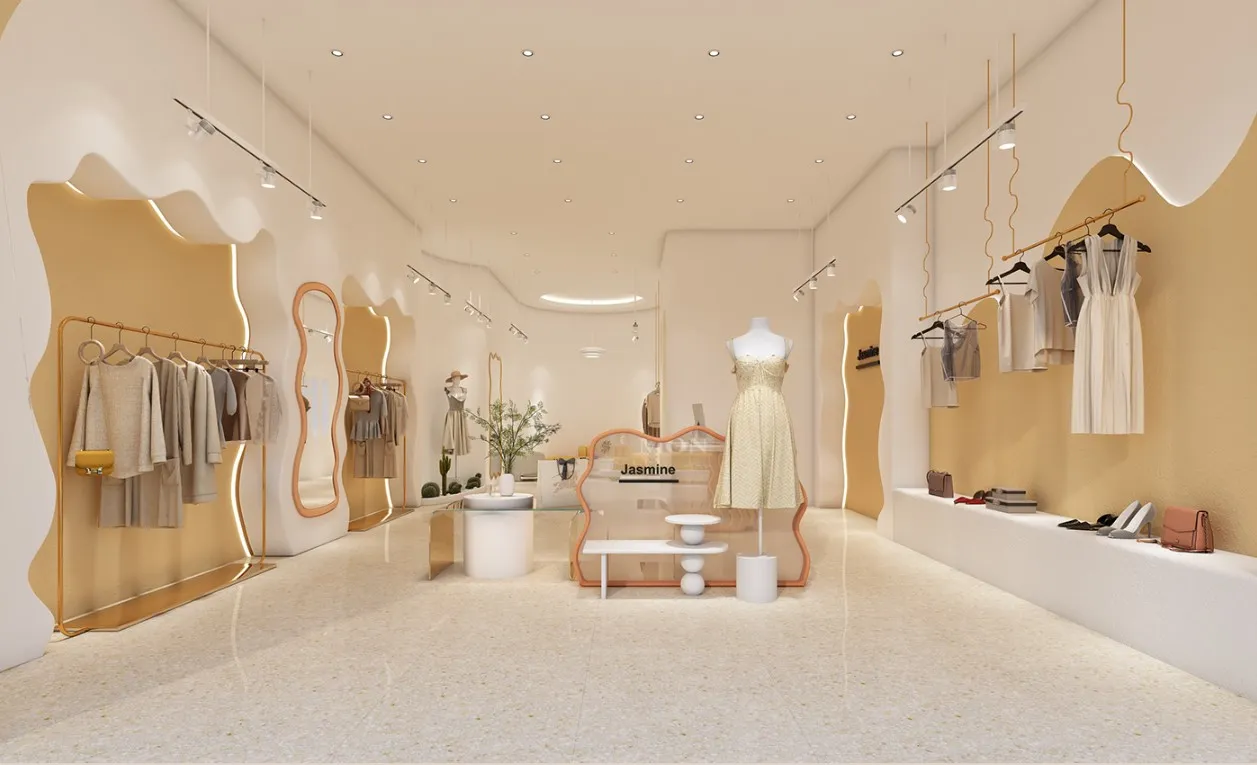 Mẫu thiết kế shop quần áo nữ nhỏ 10m2 Mẫu thiết kế shop quần áo nữ nhỏ 10m2