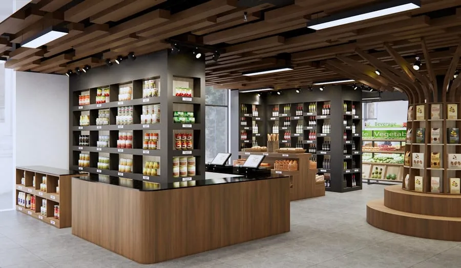 Gợi ý mẫu thiết kế siêu thị 60m2 phong cách Bắc Âu 