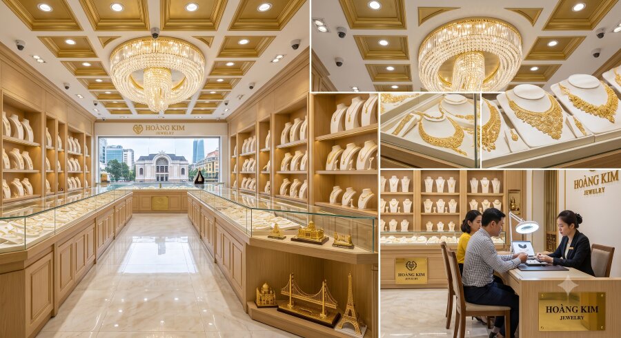 100+ mẫu thiết kế tiệm vàng đẹp, cửa hàng trang sức 6
