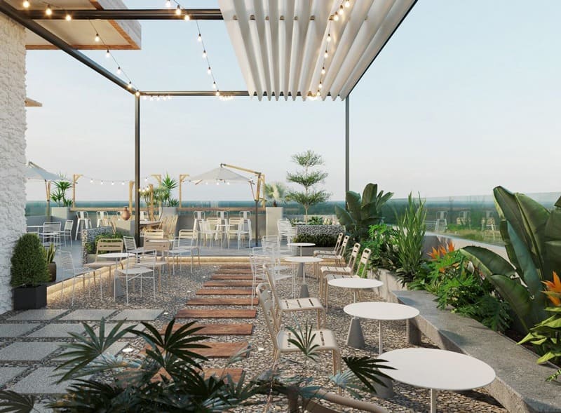 thiết kế quán cafe ngoài trời