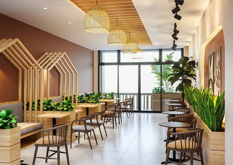 thiết kế quán cafe nhà ống