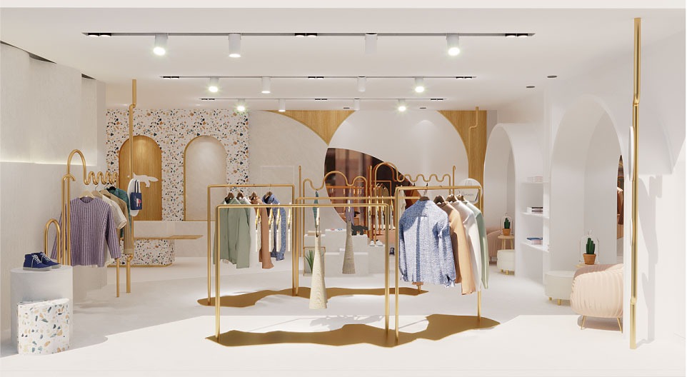 thiết kế shop quần áo 40m2