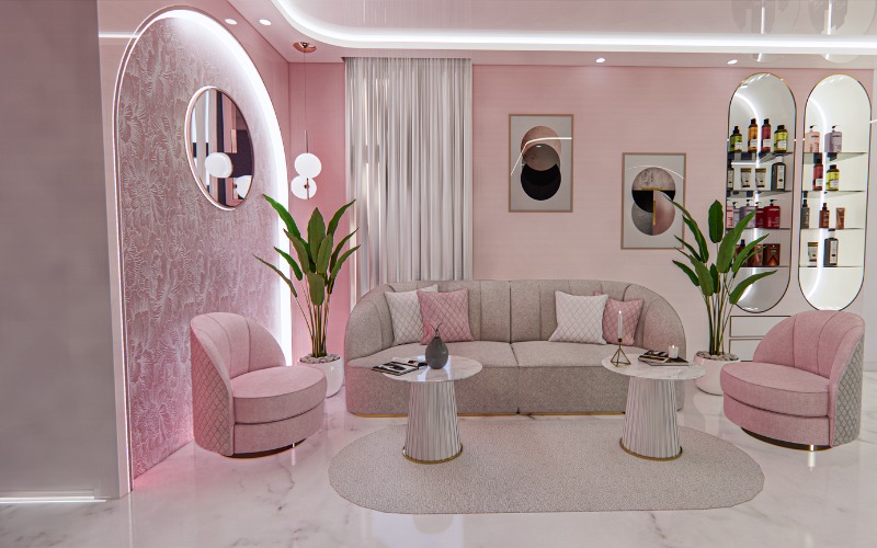 thiết kế spa màu hồng