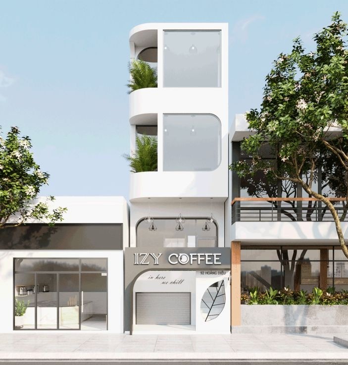 Mẫu thiết kế quán cafe mặt tiền 6m đẹp nhất